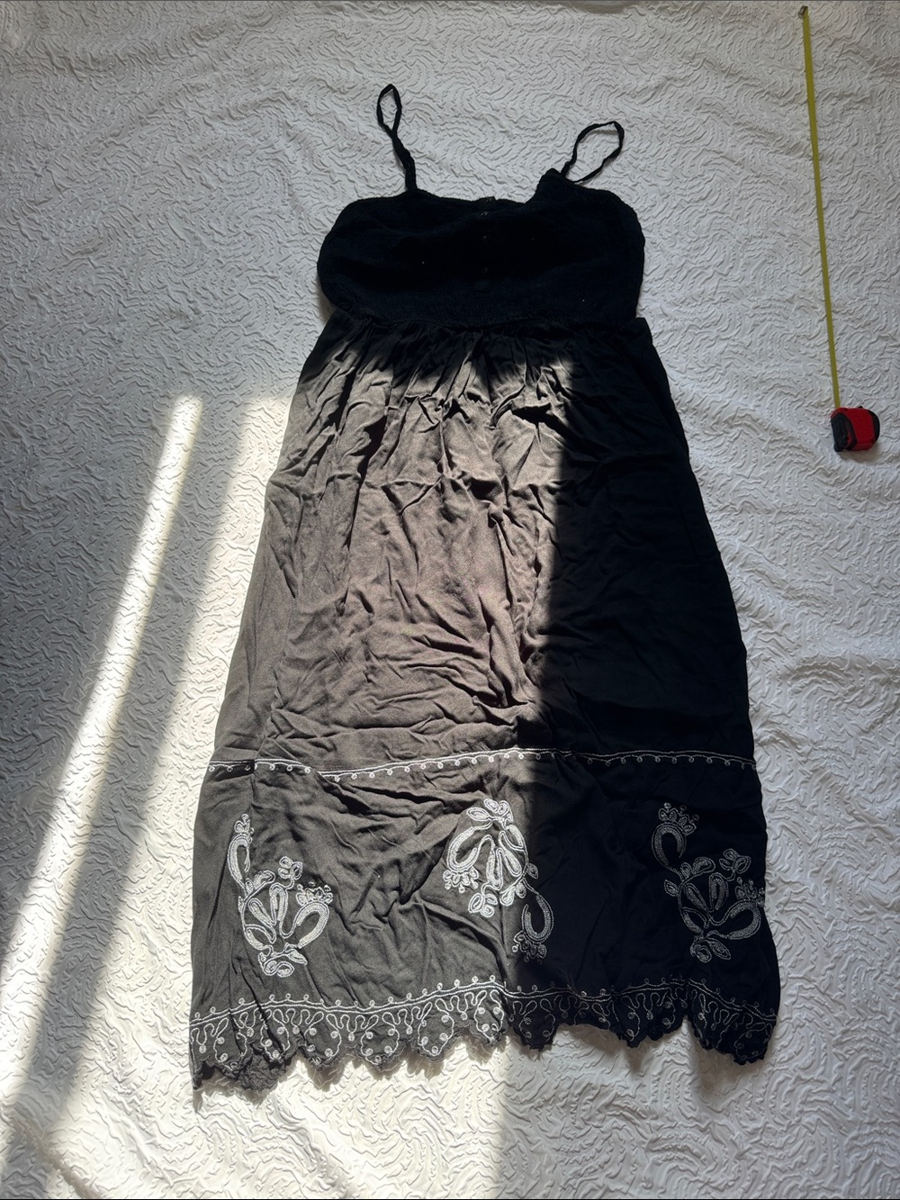 Universal Thread Black Maxi Dress with White Embroidered Hem